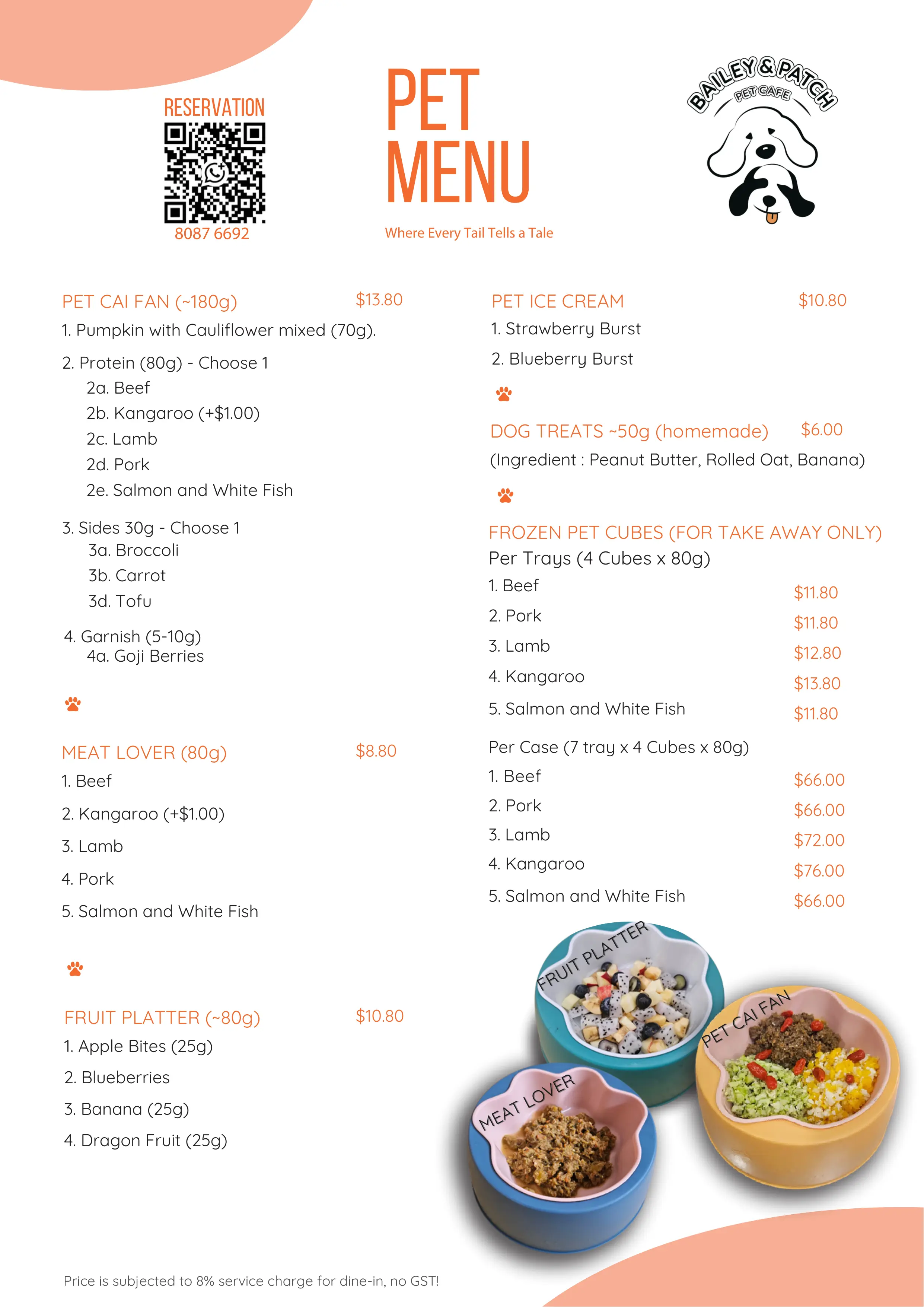 Pet Food Menu Page 1